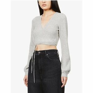 Reformation Remus cashmere wrap sweater gray